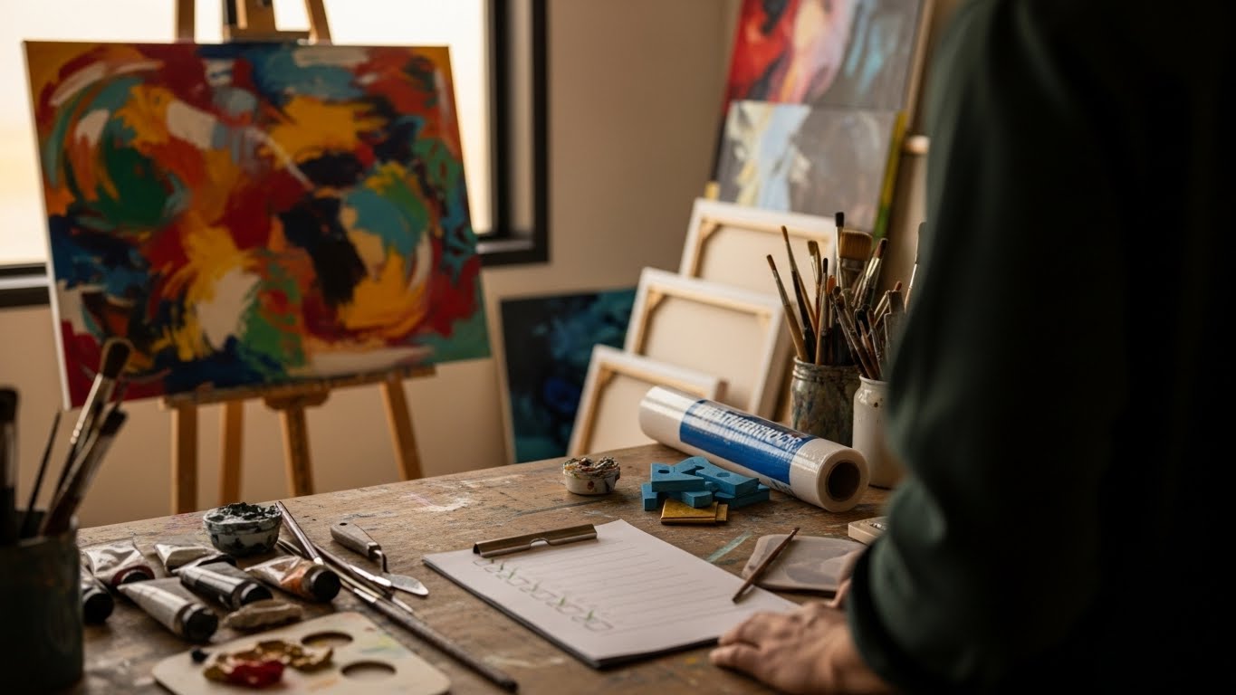 Подготовка картин художником к международной отправке в условиях нестабильности